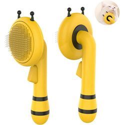 Bürste für Hunde und Katzen – selbstreinigende Haarbürste, geeignet für Hunde und Katzen mit kurzen und langen Haaren (gelb)
