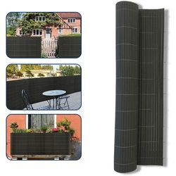 UISEBRT PVC Sichtschutzmatte 160x400cm - Sichtschutz Garten Sichtschutzzaun Sichtschutzwand Schilfmatten Anthrazit fuer Balkon, Pool, Garten und