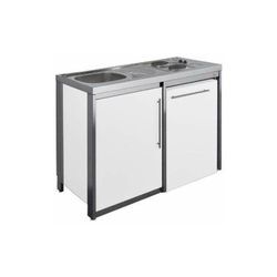 Küchenzeile mit Kochplatte und Kühlschrank metalline 120cm, Glacier thermolackiert Moderna
