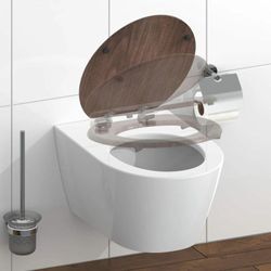 Toilettensitz Soft-Close dark wood mdf - Braun - Prolenta Premium