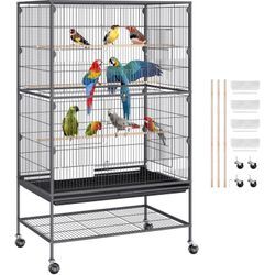 Vogelvoliere 79x51x132cm Vogelkäfig aus Q195-Kohlenstoffstahl Vogelhaus Geeignet für 2-3 mittelgroße bis große Vögel Voliere mit Schloss Vogelheim