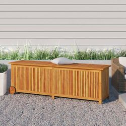 Gartentruhe,Auflagenboxen,Gartenbox Auflagentruhe mit Rollen 150x50x58 cm Massivholz Akazie CCA544332 Maisonchic