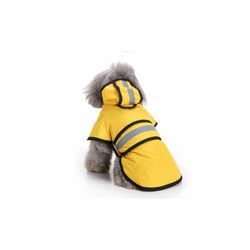 Amirror Smart Ug - Reflektierender Hunde-Regenmantel mit Kapuze, wasserdichter Mantel mit Loch, Gelb, m