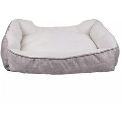 Flauschiges Plüsch Haustierbett in Grau - 50 x 40 x 13 cm - Weiches rutschfestes Hundebett Katzenbett Kissen komfortables Hundesofa Katzensofa für