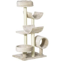 PawHut Katzenbaum Katzenkratzbaum Katzen Kletterbaum Kratzbaum Spielzeug Tunnel Beige L50 x B40 x H105 cm - Beige