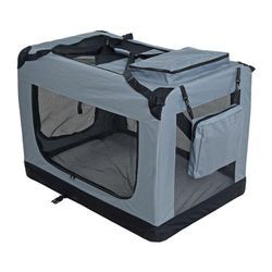 Estexo - Transportbox Hundebox Faltbox xxxl Transporttasche faltbar Tierbox Hunde Grau