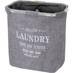 [NEUWERTIG] Wäschesammler HHG-242, Laundry Wäschebox Wäschekorb Wäschebehälter mit Netz, 2 Fächer 56x49x30cm 82l grau - grey