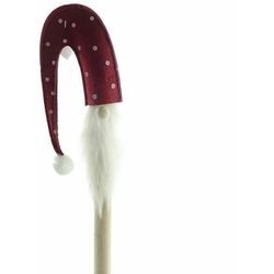 Riffelmacher&weinberger - Weihnachtlicher Dekostecker Santa Rot & Grau gepunktete Mütze 50 cm - Holz