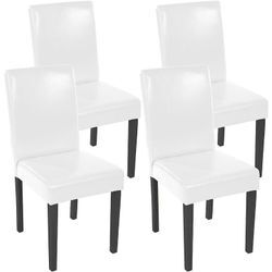 HHG - neuwertig] 4er-Set Esszimmerstuhl Stuhl Küchenstuhl Littau Kunstleder, weiß helle Beine - white