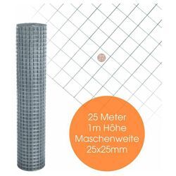 Volierendraht Maschendraht Zaun Schweißgitter Drahtgitter 4-Eck verzinkt Draht 25 Meter / 25 x 25 mm