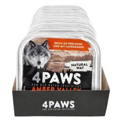 4 PAWS Hundenahrung Perlhuhn Gemüse 300 g, 9er Pack