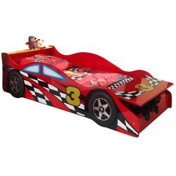 Natur24 Kinderbett Bett Einzelbett Autobett Race Car MDF Rot 70x140cm