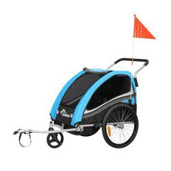 SAMAX 360° drehbarer Fahrradanhänger 2in1 Jogger - in Blau - Black Edition