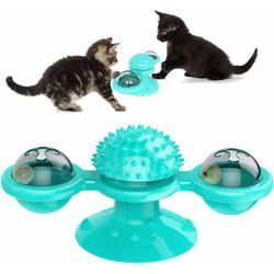 Hiasdfls - Katzen-Windmühle, ptn Lustiges Katzen-Windmühlen-Spielzeug, rotierend mit Katzenminze und LED-Kugel, interaktives Spielzeug,