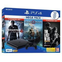 PlayStation 4 Slim 500GB - Schwarz - Limited Edition Uncharted 4: A Thief ́s End + God Of War + The Last of Us: Remastered + Uncharted 4: A Thief ́s