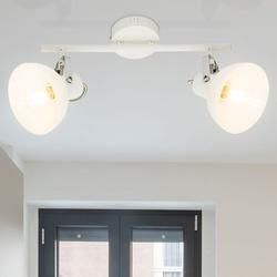 Deckenleuchte schwenkbar Deckenstrahler Glas weiß Deckenlampe Chrom Modern, mit Schalter 2 Flammig, 2x E14, L 35 cm