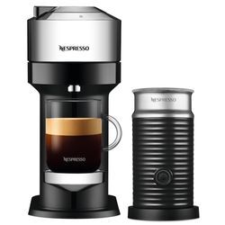 Nespresso Vertuo Next Deluxe Pure Chrome & Aeroccino 3 schwarz Vertuo Kaffeemaschine