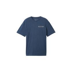 TOM TAILOR DENIM Herren T-Shirt mit Logoprint, blau, Logo Print, Gr. XXL
