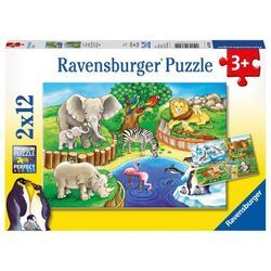 Ravensburger Kinderpuzzle - 07602 Tiere im Zoo - Puzzle für Kinder ab 3 Jahren, mit 2x12 Teilen