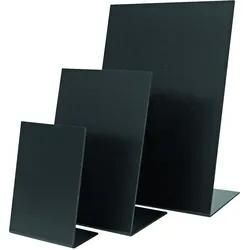 Gastro Schneider PVC DIN A6 Tischaufsteller-Set schwarz, L-Form | Mindestbestellmenge 4 Stück