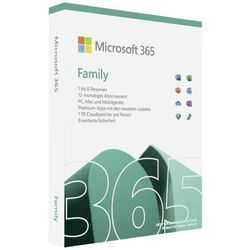 Microsoft Office 365 Family Vollversion, 6 Lizenzen Android, iOS, Mac, Windows Office-Paket