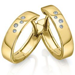 Paar Creolen ONE ELEMENT "0.04 ct Diamant Brillant Ohrringe aus 585 Gelbgold" Gr. Damen, 0.04 ct mit Diamant, Diamanten, goldfarben (gold) Damen Creolen Gold Schmuck