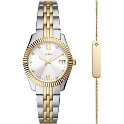 Quarzuhr FOSSIL "SCARLETTE MINI, ES5313SET" Armbanduhren silberfarben (silberfarben, goldfarben) Damen Quarzuhren Armbanduhr, Damenuhr, ideal auch als Geschenk