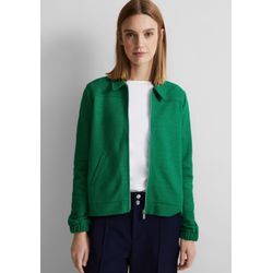 Shirtjacke STREET ONE Gr. 40, grün (fresh spring green) Damen Shirts Jersey mit Reißverschluss