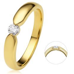 Diamantring ONE ELEMENT "0.17 ct Diamant Brillant Spannfassung Ring aus 750 Gelbgold" Fingerringe Gr. 50, Gelbgold 750-Diamanten, goldfarben (gold) Damen Diamantringe Gold Schmuck Spannfassung