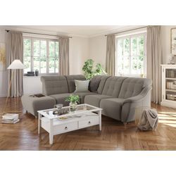 Ecksofa HOME AFFAIRE "Boston L-Form", braun (macciato), B:272cm, Struktur (100% Polyester);Luxus-Microfaser Florence (100% Polyester);Chenille (100% Polyester);NaturLEDER (reines Rindsleder), Sofas, Ecksofa, Kopfteilverstellung an jeder Sitzfläche, wahlweise Relaxfunktion