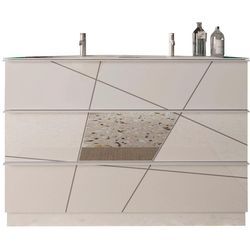 Waschtisch WELLTIME ""Vittoria", Doppelwaschtisch mit 3 Schubkästen, Breite 120 cm", weiß, B:120cm H:85cm T:45cm, Waschtische, inkl. Keramik-Einsatzbecken, Soft Close, Front m. Siebdruck u. Spiegel