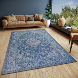 Teppich HANSE HOME "Mahat" Teppiche Gr. B/L: 200 cm x 285 cm, 6 mm, 1 St., blau Orientalische Muster Vintage, Orientalisch,Wohnzimmer, Flur, Anti-Slip Rücken, Klassisch
