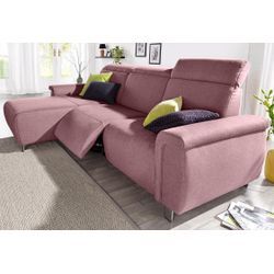 Ecksofa SIT & MORE "Township L-Form", rosa (altrosa), B:253cm H:102cm T:168cm, Luxus-Microfaser (100% Polyester);NaturLEDER Punch (echtes Rindsleder) in Sitz und Rücken. Korpus in passendem Kunstleder SOFTLUX bezogen;Luxus-Microfaser ALTARA NUBUCK (100% Polyester), Sofas, Ecksofa, wahlweise mit elektrischer Wallfree-Funktion