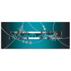 Küchenrückwand ARTLAND "Silber abstrakt auf petrol" Spritzschutzwände Gr. B/H: 130 cm x 50 cm, blau Küchendekoration Alu Spritzschutz mit Klebeband, einfache Montage