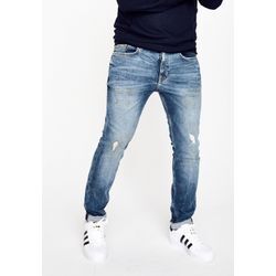 Straight-Jeans FIVE FELLAS "MARLO-Z" Gr. 32, Länge 34, blau (mittelblau 523, 24m) Herren Jeans Straight Fit nachhaltig, Italien, Stretch