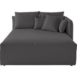 Ottomane ANDAS "Nöre", grau (anthrazit), B:138cm H:86cm T:168cm, 60% Baumwolle/40% Leinen, Sofas, Lounge-Modul - zum eigenen Zusammenstellen, Breite 138cm, Tiefe 168cm