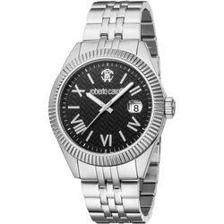 Quarzuhr ROBERTO CAVALLI "Uomo Classico III", silber (silberfarben, schwarz), Armbanduhren, Herren, Armbanduhr, Herrenuhr, Edelstahlarmband, analog, Tag