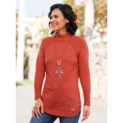 Strickpullover CASUAL LOOKS "Pullover", Damen, Gr. 36, orange (terra), 50% Baumwolle, 50% Polyacryl, unifarben, Pullover