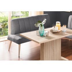 Sitzbank EXXPO - SOFA FASHION "Costa, moderne Rückensteppung, bequem und elegant, hoher Holzfuß", grau (anthrazit), B:162cm H:92cm T:68cm, Struktur: Webvelour, 100% Polyester, Sitzbänke, Essbank Sitzbank Polsterbank, hochwertige Detailverarbeitung, Frei im Raum stellbar