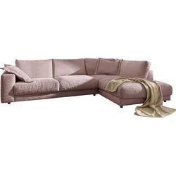Ecksofa PLACES OF STYLE "Enisa XXL B/T/H: 325/224/85 cm L-Form", rosa (rosé), B:325cm, Cord (88% Polyester / 12% Polyacryl), Sofas, Kuschelig, gemütlich, in 5 Farben, Bezug in Cord, mit 2 Zierkissen