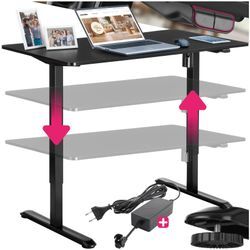 tectake® Elektrisch höhenverstellbarer Schreibtisch , stufenlos, leise, inklusive Kabelführungsblende und -haken, 120 x 60 x 73,5 - 118 cm