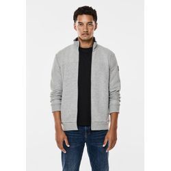 Sweatjacke STREET ONE MEN, Herren, Gr. L (42), grau (warm grau melange), Web, 80% Baumwolle, 20% Polyester, unifarben, gerade normal, hoch geschlossener Ausschnitt, Bündchen, Sweatjacken, mit Stehkragen