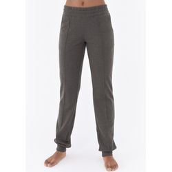 Relaxhose H.I.S, Damen, Gr. 32/34, N-Gr, grau (anthrazit meliert), angeraute Sweatware, Obermaterial: 60% Baumwolle, 40% Polyester, meliert, Hosen, mit Piping vorn, Loungeanzug