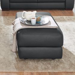 Hocker CALIA ITALIA "Gaia, hochwertiger, edler Lederhocker mit erstklassigem Sitzkomfort", schwarz, B:67cm H:44cm T:90cm, Leder SORRENTO - 100% Leder;Leder BULL - 100% Leder, Hocker, Polsterhocker