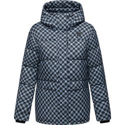 Steppjacke RAGWEAR "Wikesh Print", Damen, Gr. 4XL (48), blau (hellblau), Obermaterial: 100% Polyester, Innenfutter: 100% Polyester, Wattierung: 100% Polyester, modisch, gerade Po-bedeckend, hoch geschlossener Ausschnitt, Langarm Ärmel ohne Ärmelschlitz Strickbündchen, Jacken, Wasserdichte Damen Winterjacke mit Hahnentritt-Muster