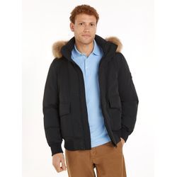 Bomberjacke TOMMY HILFIGER "ROCKIE DOWN BOMBER", Herren, Gr. 3XL, schwarz, Web, Obermaterial: 80% Polyamid, 20% Polyurethan. Futter: 100% Polyester. Wattierung: 90% Daunen, 10% Federn, regular fit, elastischer Bund, Jacken