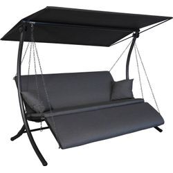 Hollywoodschaukel "Swing Zip anthrazit", grau (dunkelgrau), B:210cm H:160cm T:145cm, Obermaterial: 100% Polyacryl, ANGERER FREIZEITMÖBEL, Hollywoodschaukeln, wetterfest
