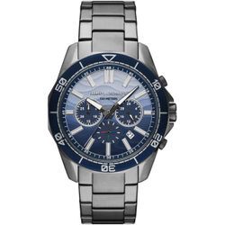 Chronograph ARMANI EXCHANGE, grau (anthrazit, blau), Armbanduhren, Herren, Quarzuhr, Armbanduhr, Herrenuhr, Edelstahlarmband, analog, Tag