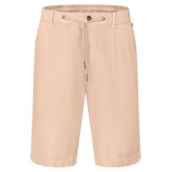 Bermudas BUGATTI, Herren, Gr. 50, Normalgrößen, beige (20, ecru), 55% Leinen, 45% Baumwolle, unifarben, normal, Hosen, aus Leinen-Baumwollmix