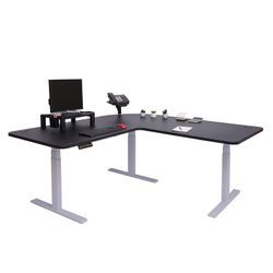 Eck-Schreibtisch MCW-D40, Bürotisch Computertisch elektrisch höhenverstellbar 178x178cm 84kg MVG ~ schwarz, grau